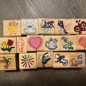 Wooden Stamp Lot// All NWT// Brand New// Comes with 16 Wooden Stamps
